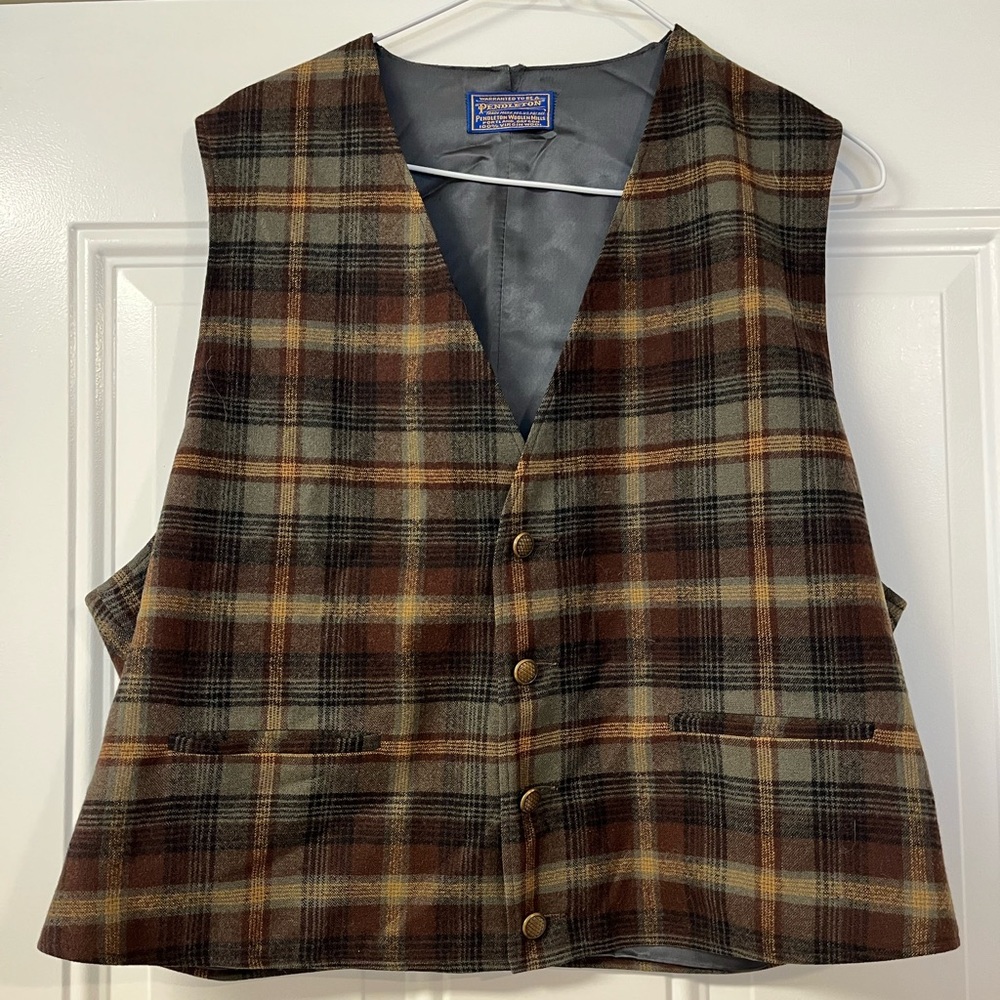 Plaid Pendleton vest